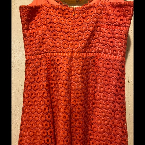 J. Crew Orange Daisy Lace Midi Dress Size 4 - Picture 5 of 9